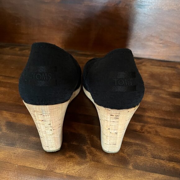 TOMS Women's Classic Espadrille Wedge Peep Toe Sandals EUC Size 9.5 - Picture 4 of 9